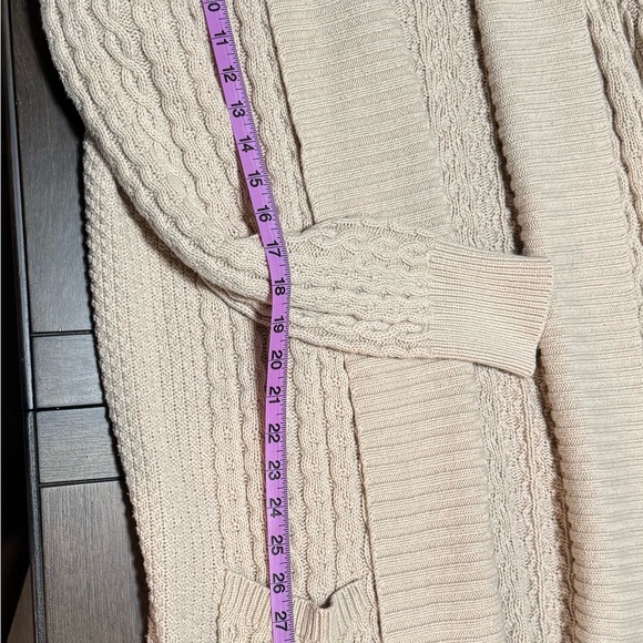 Leo & Nicole Cream Cardigan Sweater with Waterfall Collar - Picture 3 of 3